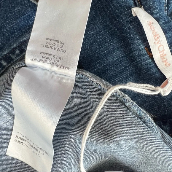 SEE BY CHLOE Tie-Neck Shirt Denim Jeans Blouse Top Preppy Puff Sleeve US 8 - Picture 15 of 16